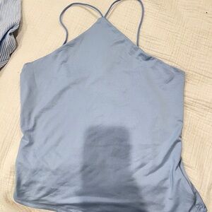 Light Blue Satin halter Top